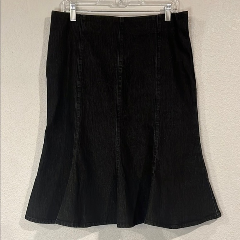 Y2K vintage Nicole by Nicole Miller black stretch denim flounce skirt  8